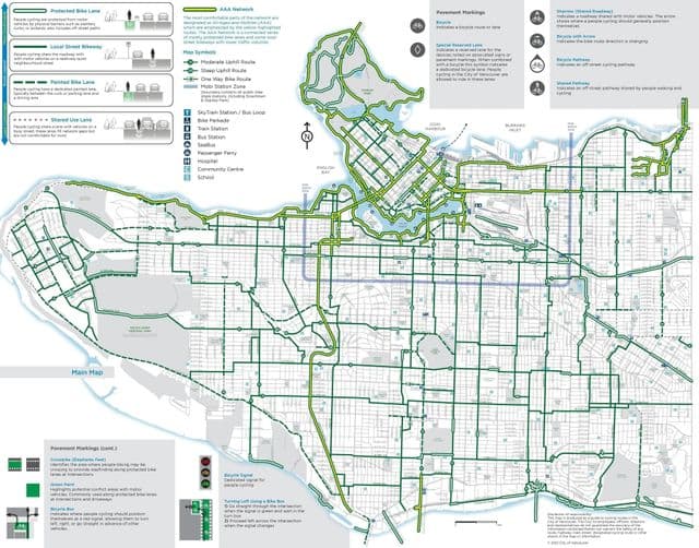 Vancouver bike lane map
