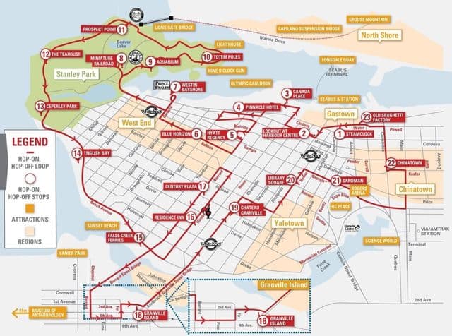 Vancouver map Big Bus